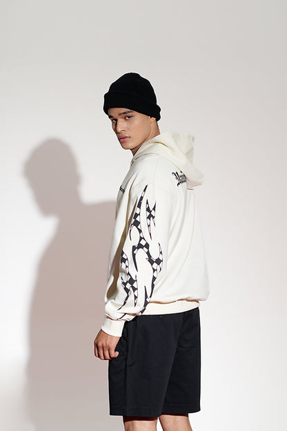 Apen Oversized Printed White Hoodie Main Character