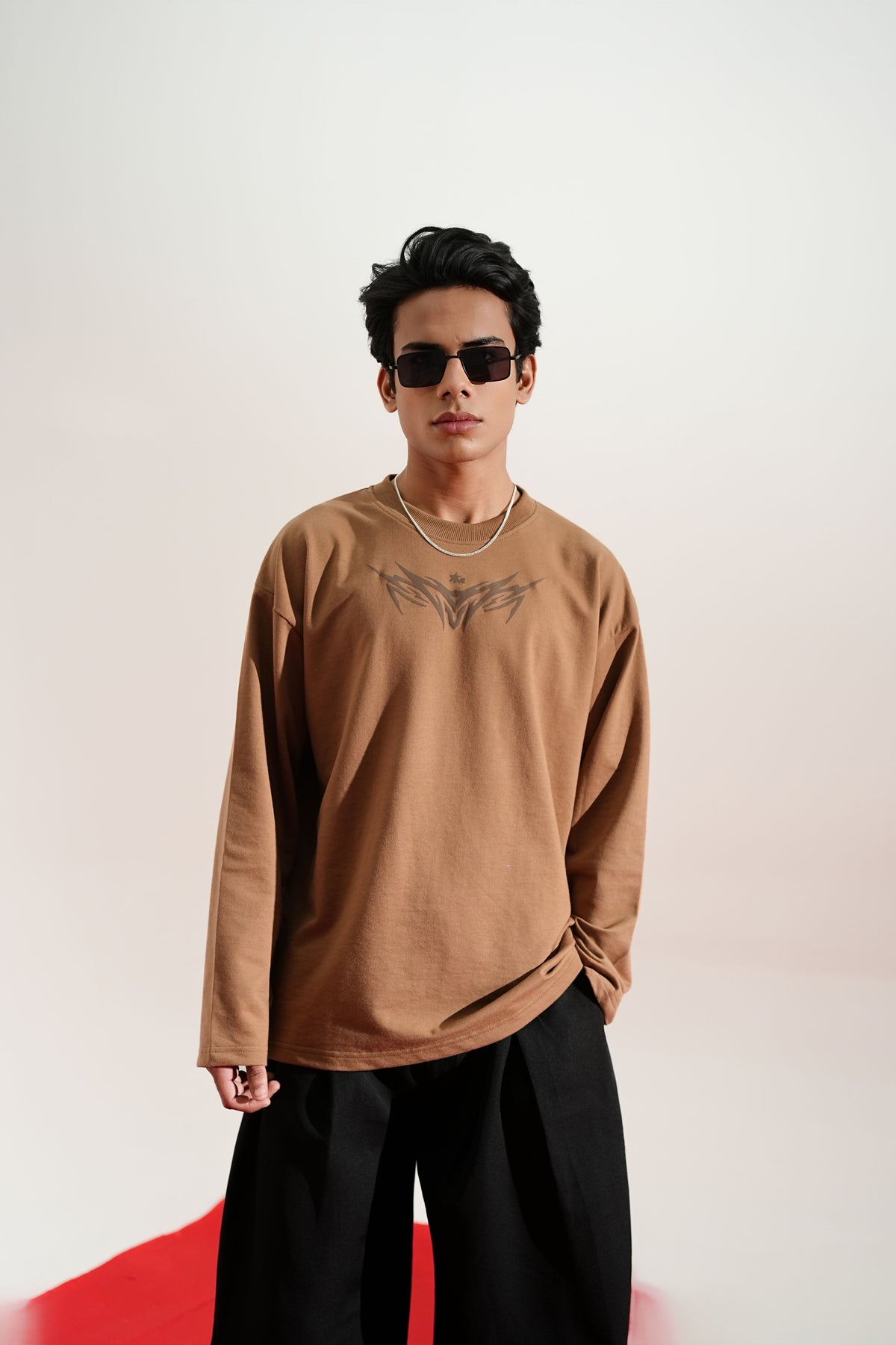 Vengeance Printed Brown Oversized Sweatshirt Main Character