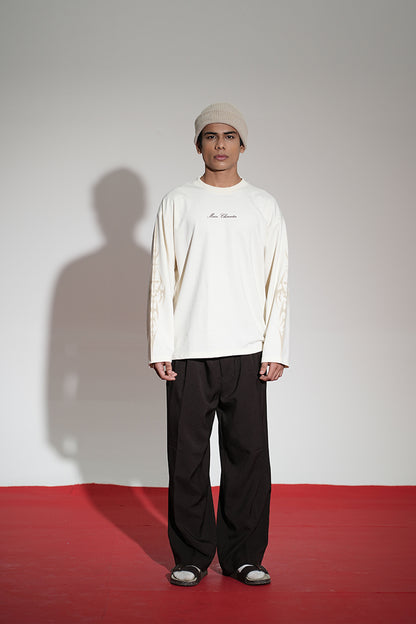 Inferno Printed Cream Oversized Sweatshirt Main Character