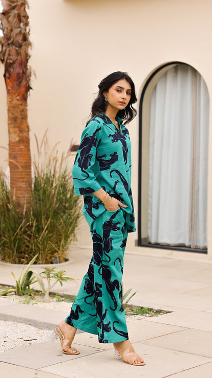 Emerald Panther Print Co-ord Set