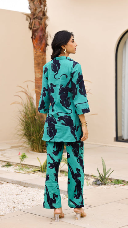 Emerald Panther Print Co-ord Set