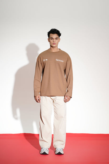 Repirator Of Acid Printed Oversized Beige Sweatshirt Main Character