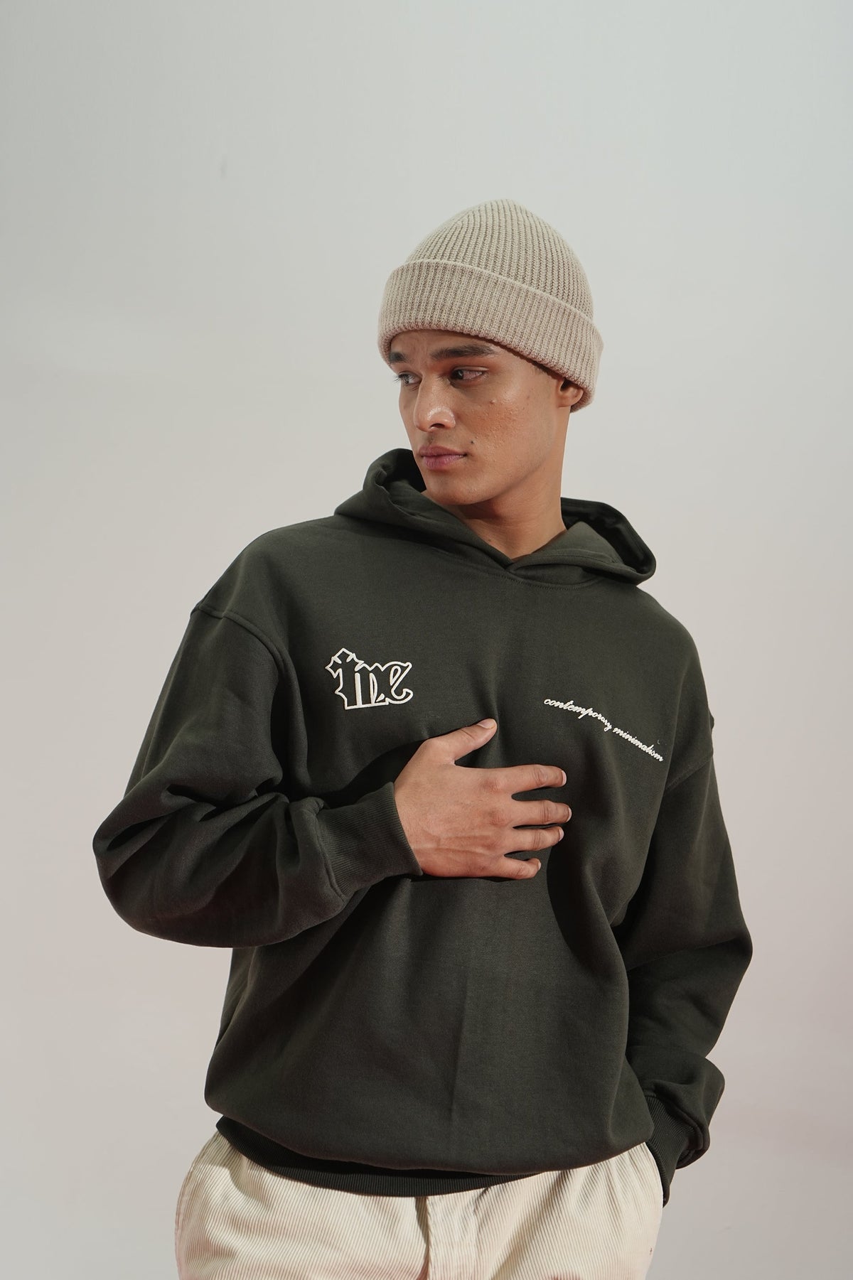 Shadow Line Printed Oversized Grey Hoodie Main Character