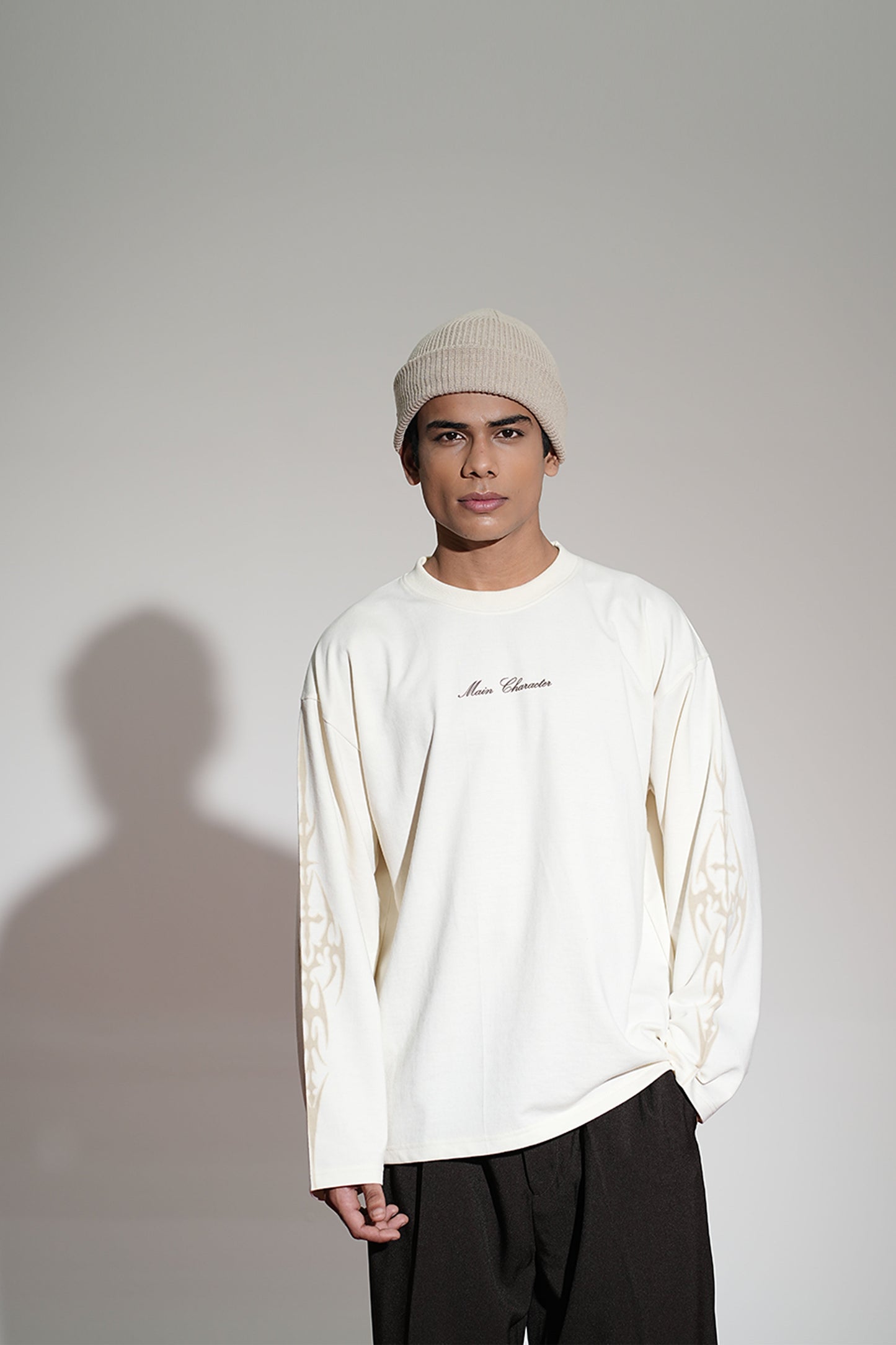 Inferno Printed Cream Oversized Sweatshirt Main Character