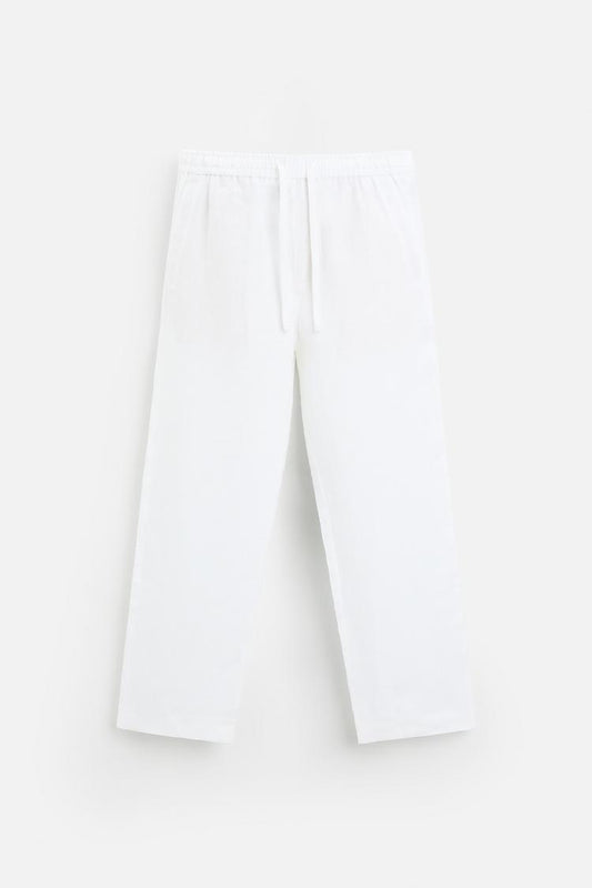 Menâ€™s White Linen Loose Fit Pajama