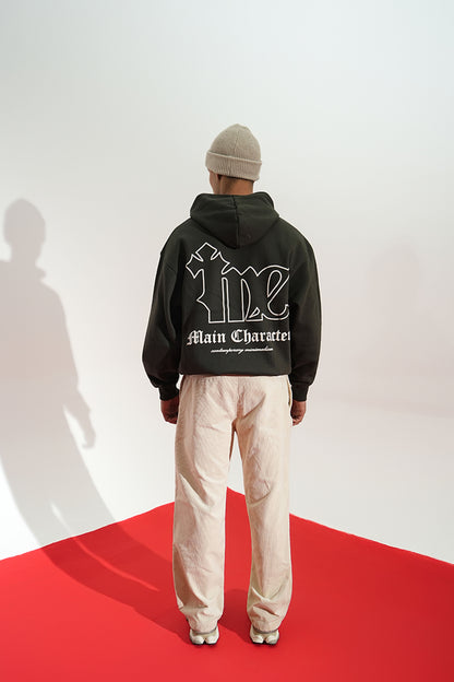 Shadow Line Printed Oversized Grey Hoodie Main Character