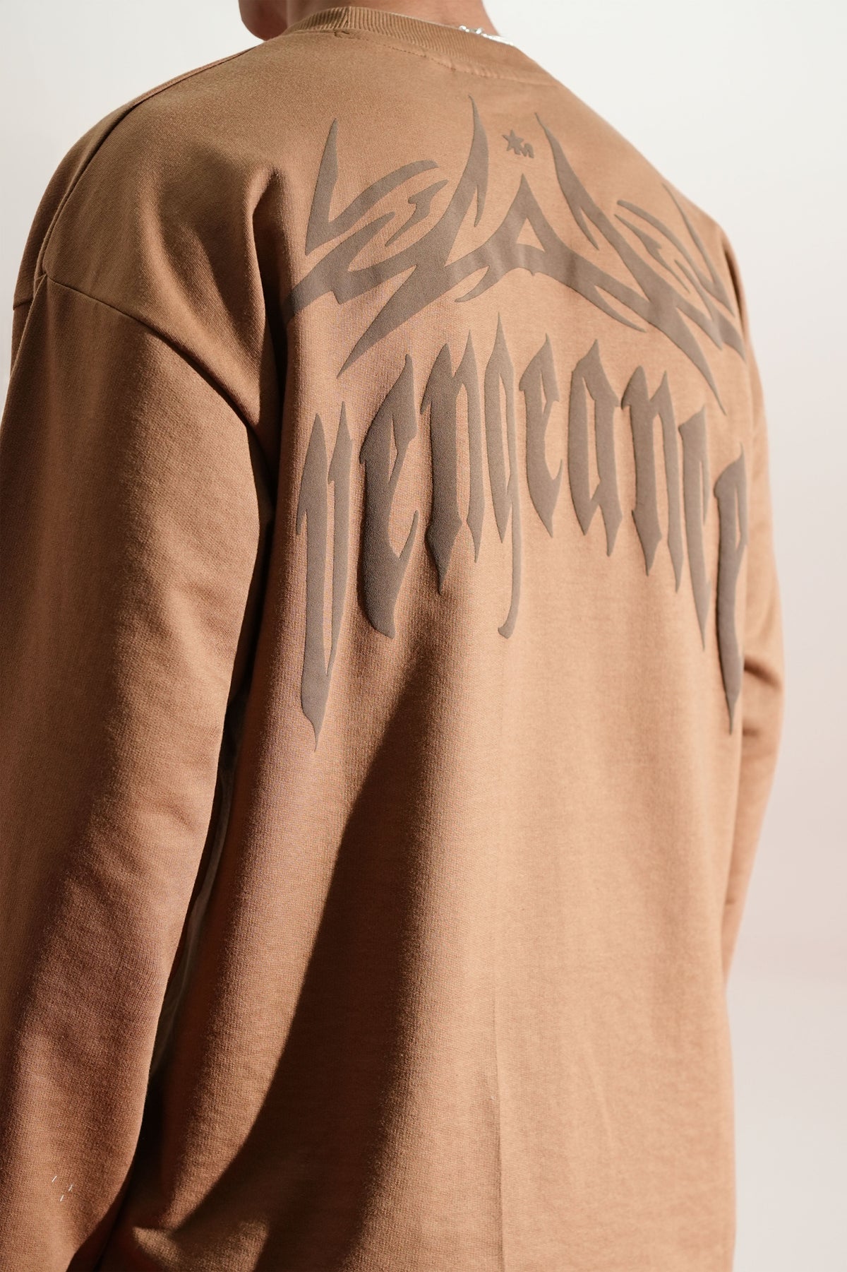 Vengeance Printed Brown Oversized Sweatshirt Main Character