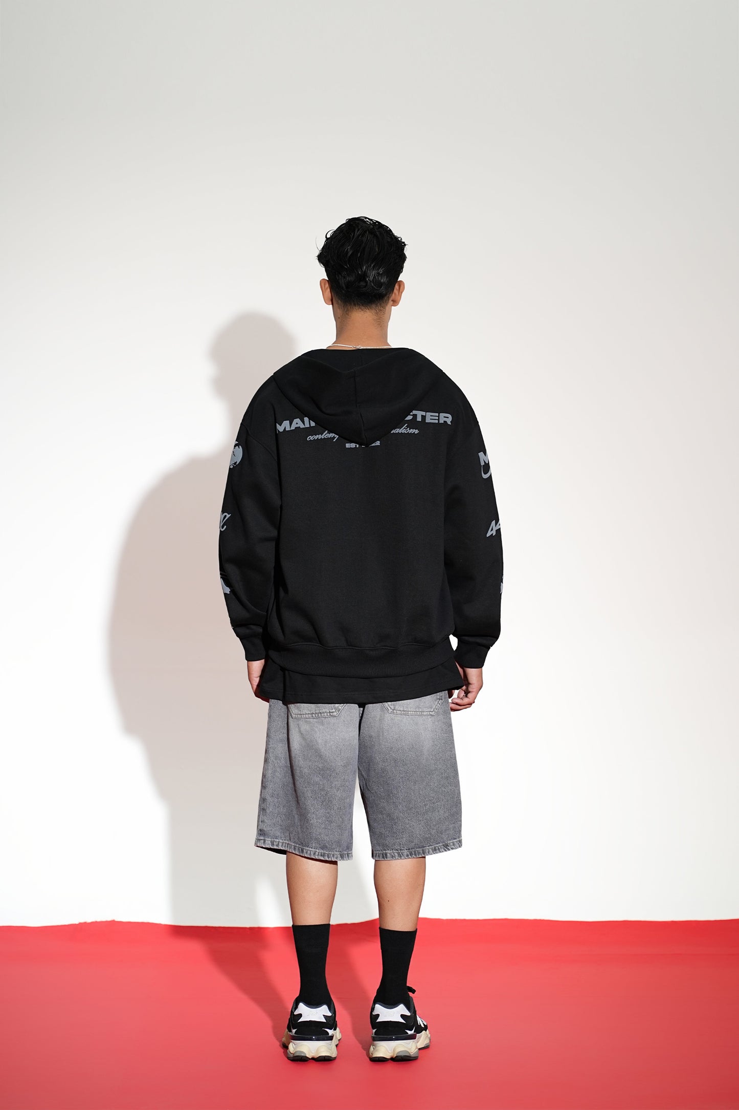 Imperial Printed Black Oversized Zipper Hoodie Main Character