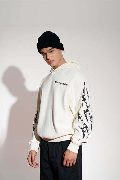 Apen Oversized Printed White Hoodie Main Character
