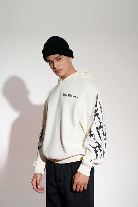 Apen Oversized Printed White Hoodie Main Character