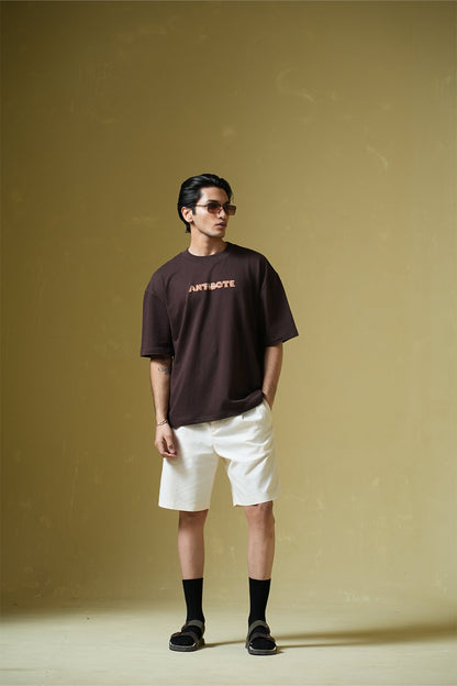 Antidote Heavyweight Oversized Printed Brown T-Shirt Main Character
