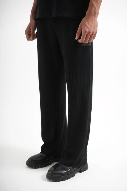 Men's Black Waffle Lounge Pants Main Character