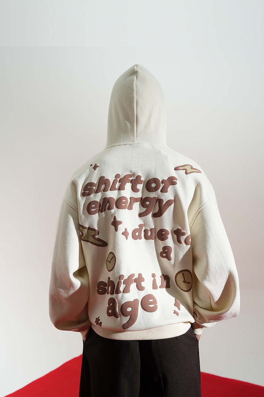 Shift Of Energy Printed Oversized Beige Hoodie Main Character