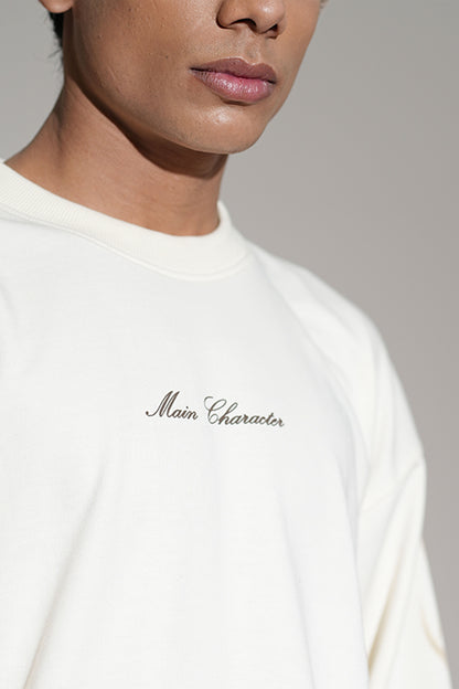 Inferno Printed Cream Oversized Sweatshirt Main Character