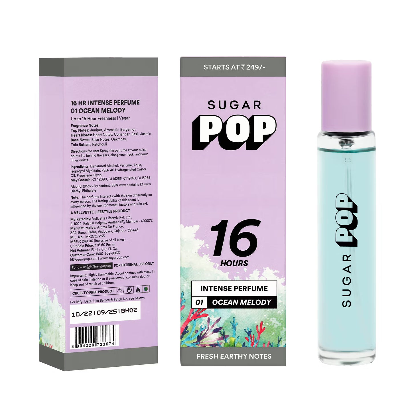 SUGAR POP Women 16 Hr Intense Perfume - 01 Ocean Melody 15 ml