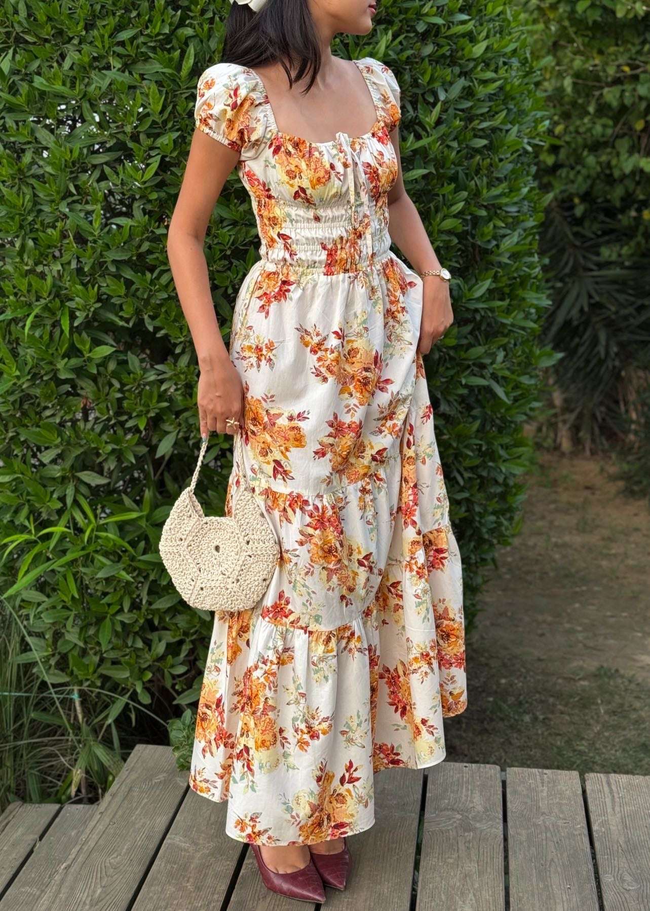Sunset Petals Midi Dress