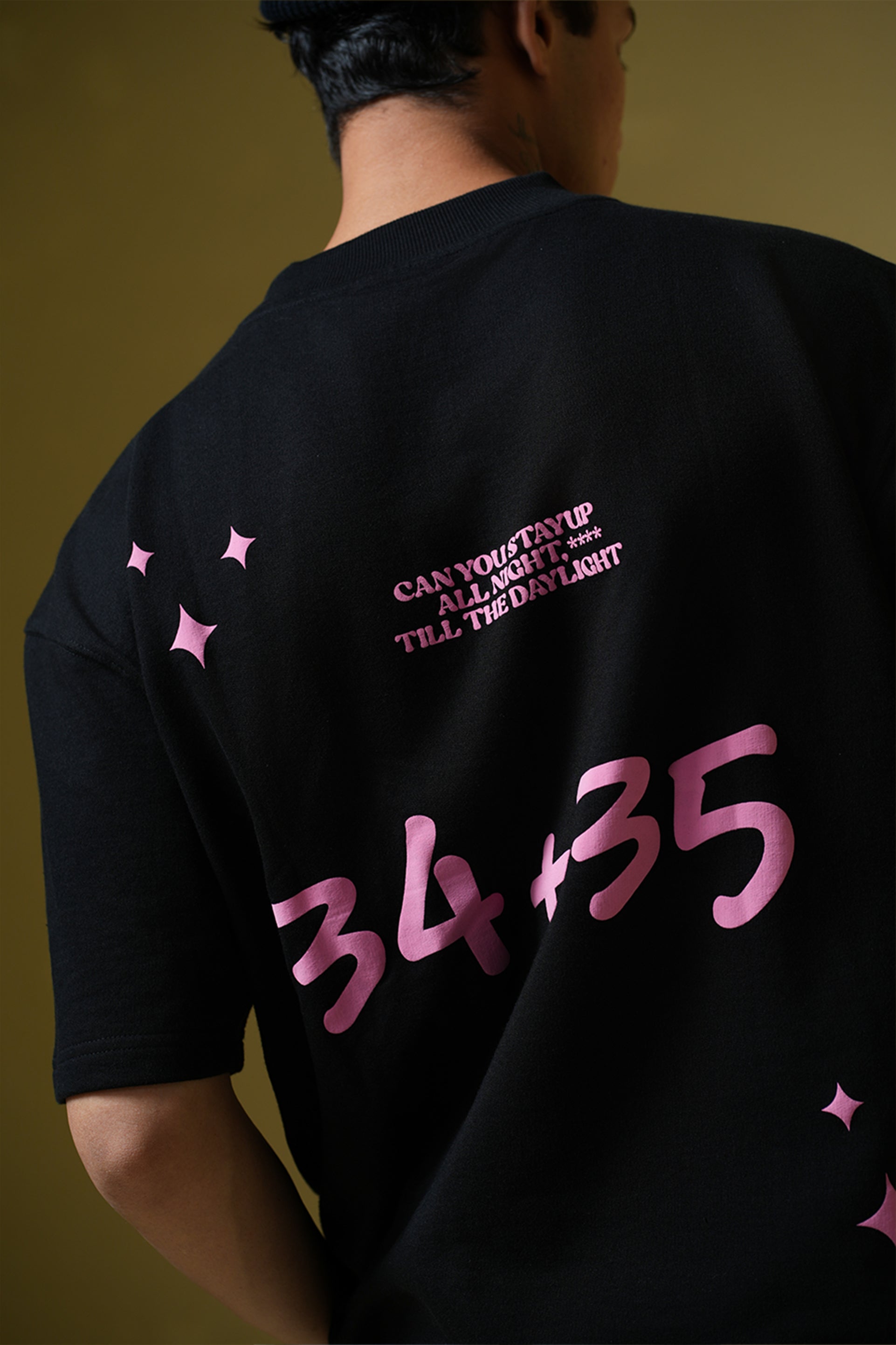 34+35 Heavyweight Round Neck Oversized Black T-Shirt Main Character