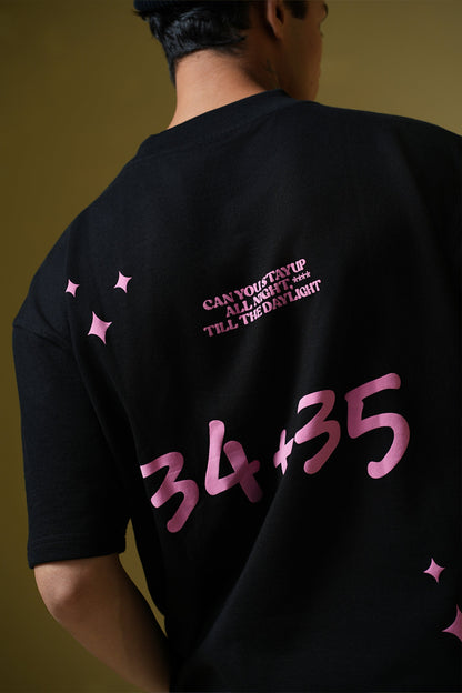 34+35 Heavyweight Round Neck Oversized Black T-Shirt Main Character