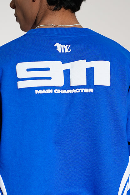 Turbo Printed Oversized Blue T-Shirt Main Character