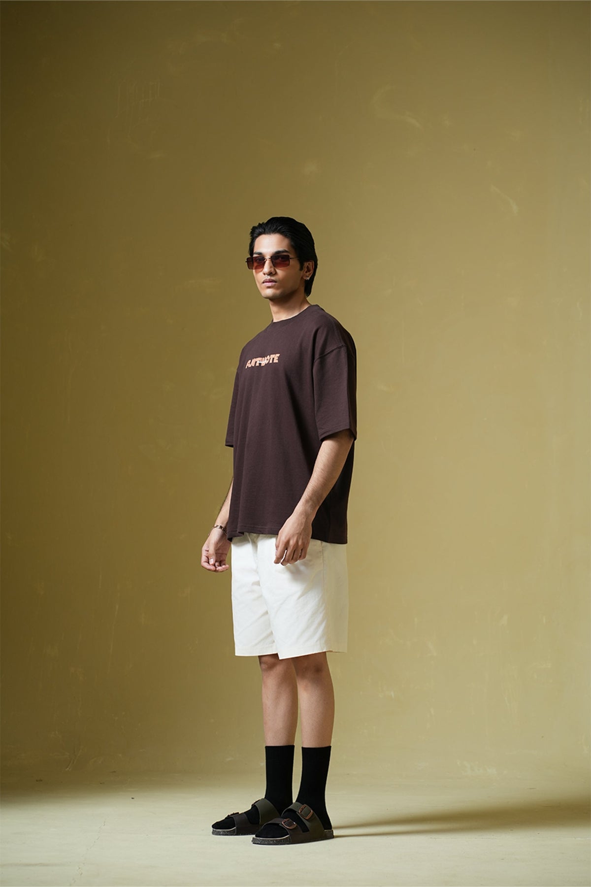 Antidote Heavyweight Oversized Printed Brown T-Shirt Main Character