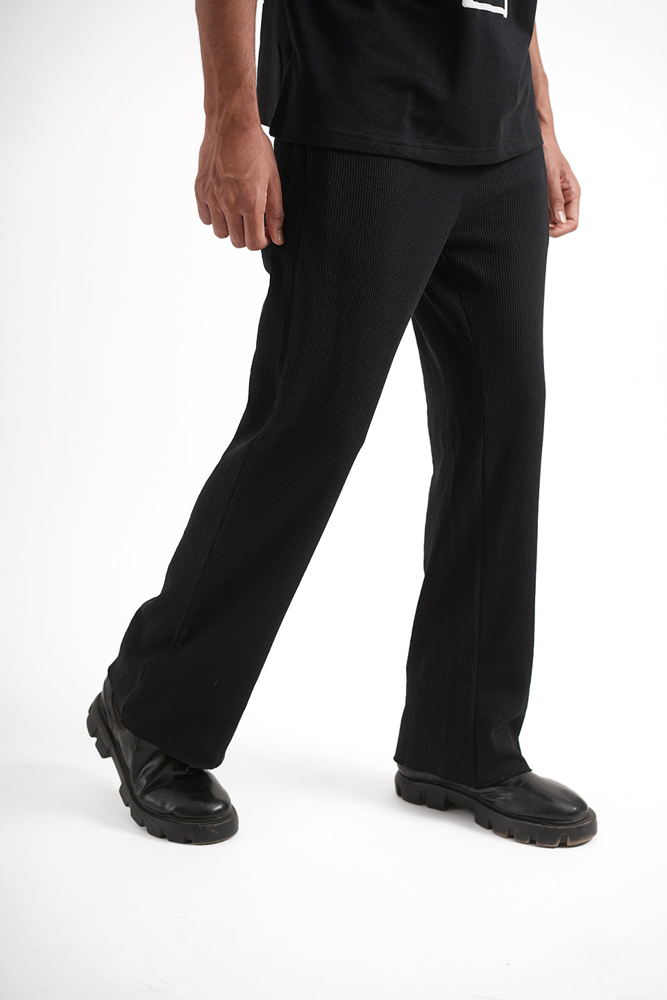 Men's Black Waffle Lounge Pants Main Character