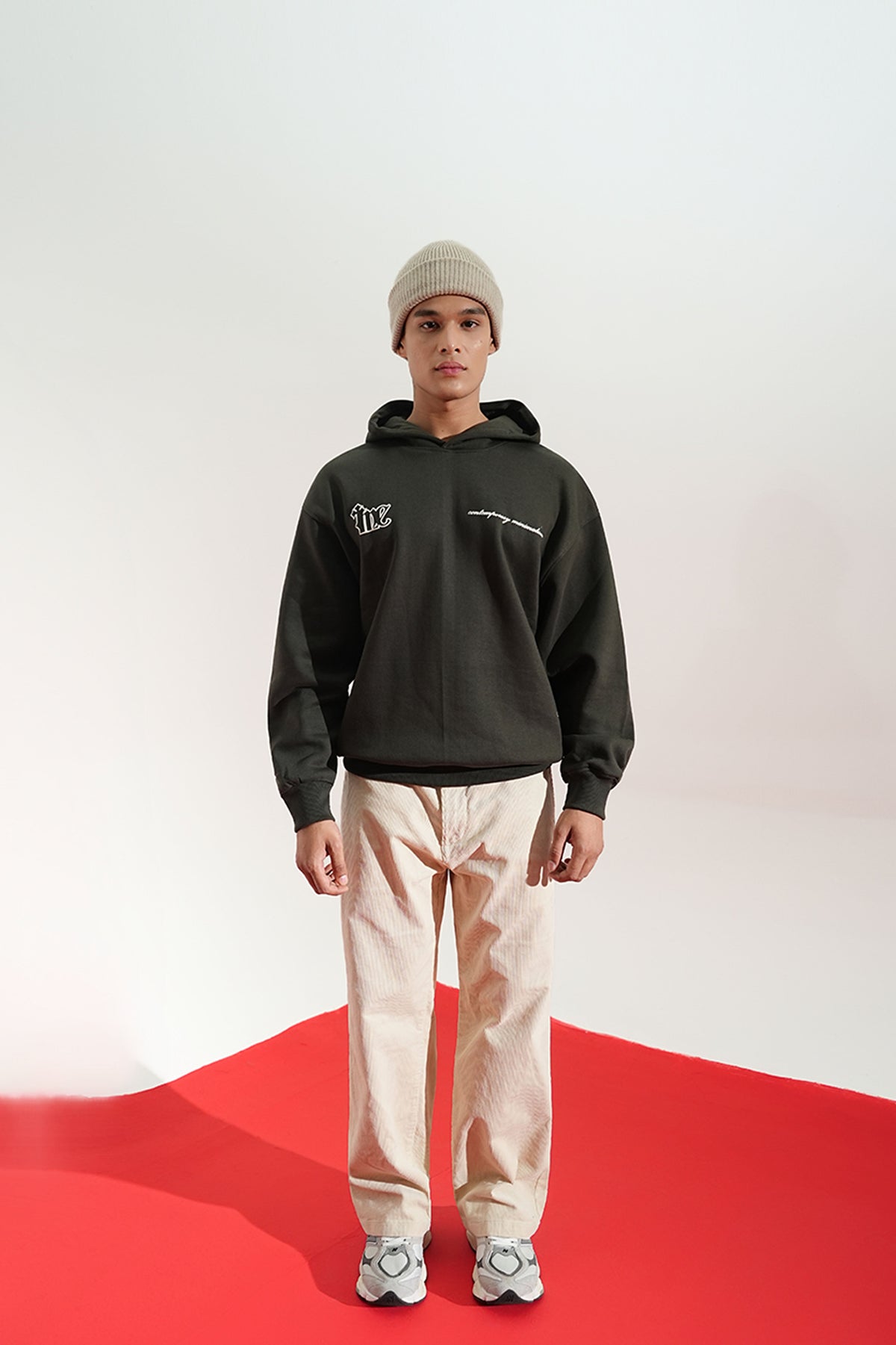 Shadow Line Printed Oversized Grey Hoodie Main Character