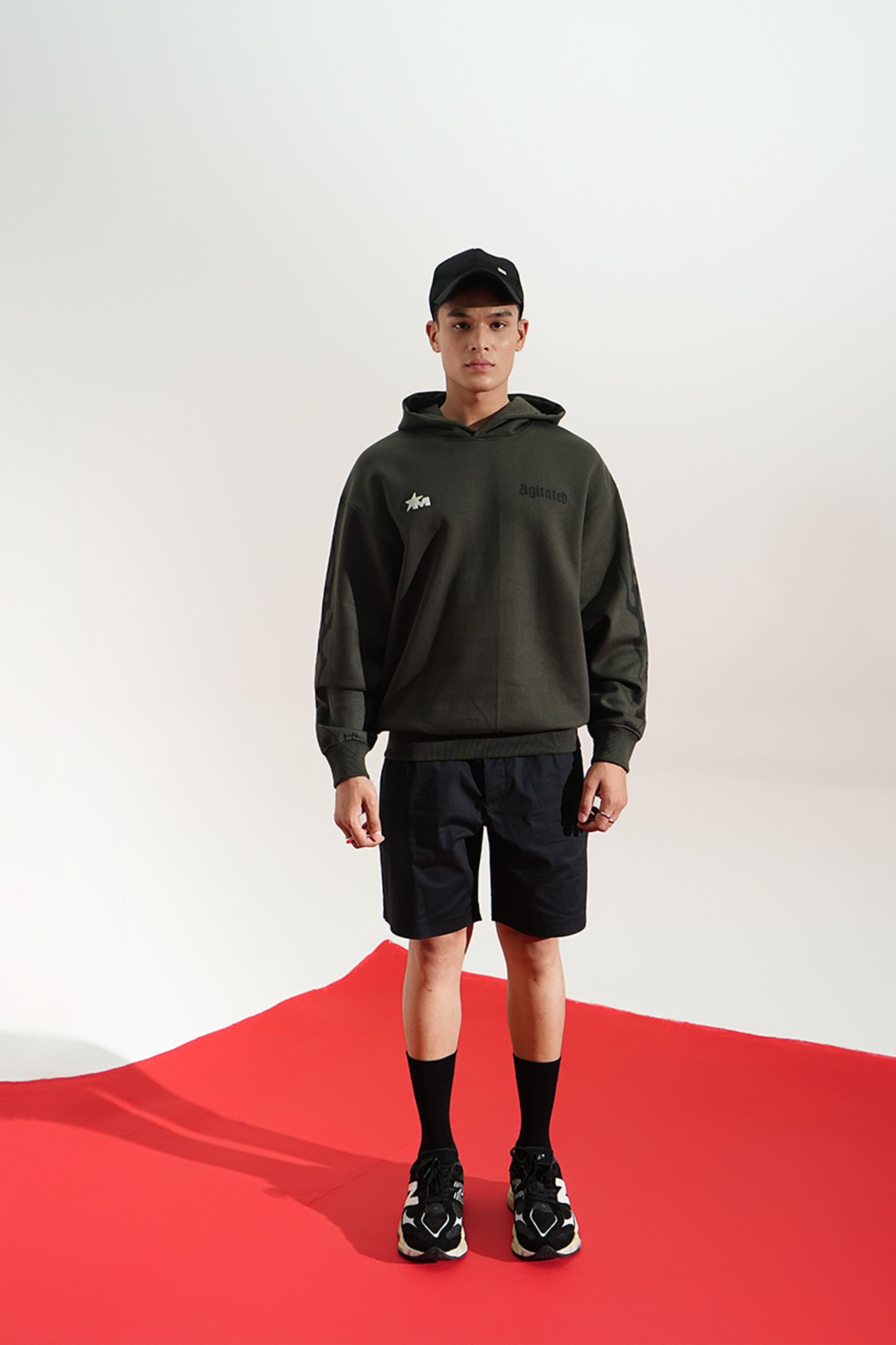 Reckless Printed Oversized Green Hoodie Main Character
