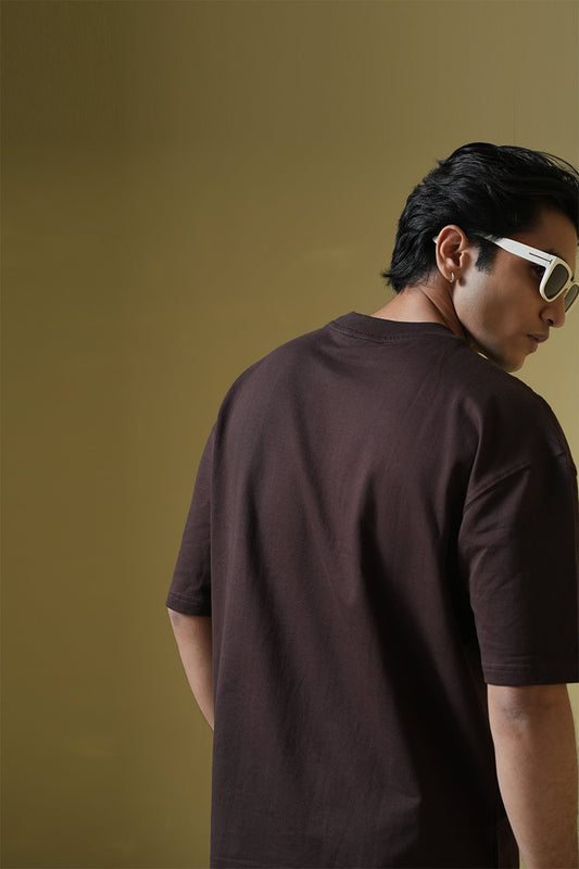 07 Brown Round Neck Oversized T-Shirt Main Character