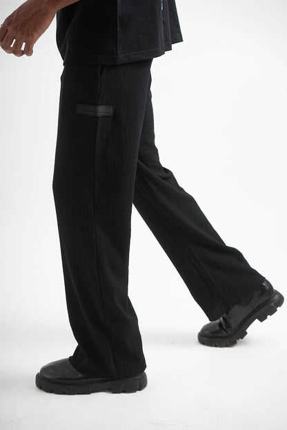 Men's Black Waffle Lounge Pants Main Character