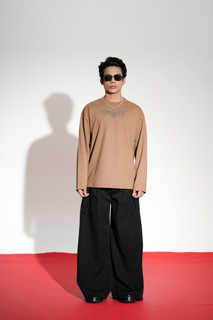 Vengeance Printed Brown Oversized Sweatshirt