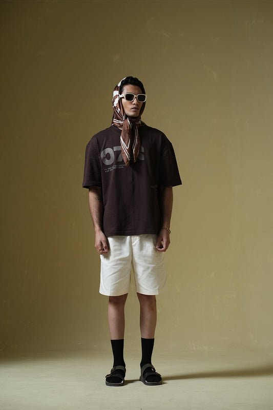 07 Brown Round Neck Oversized T-Shirt Main Character