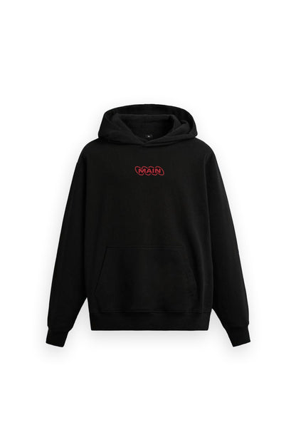 Digital Blackout Oversized Black Hoodie Main Character