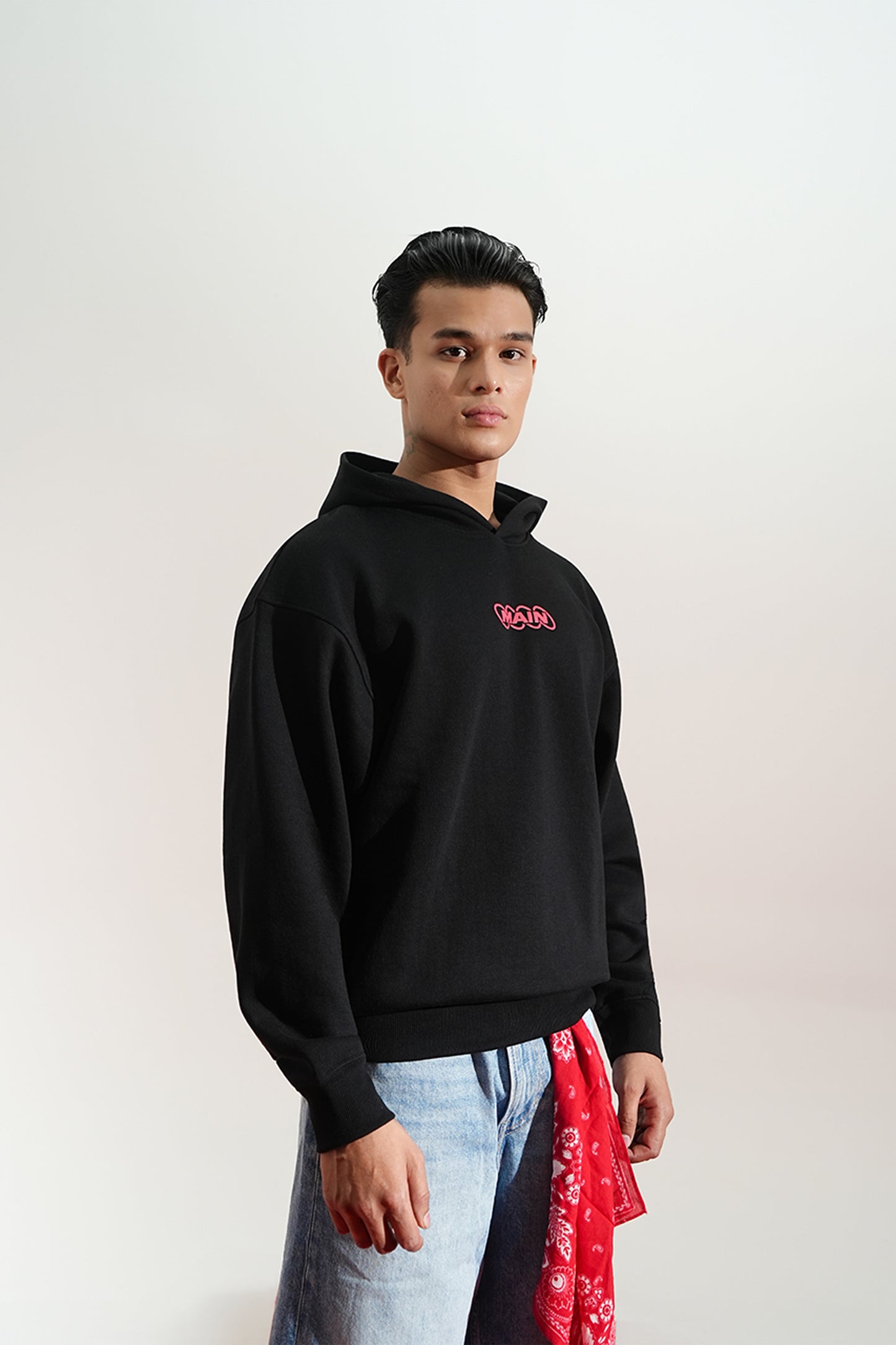 Digital Blackout Oversized Black Hoodie
