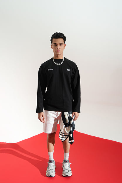 Midnight Eco Printed Oversized Black T-Shirt Main Character