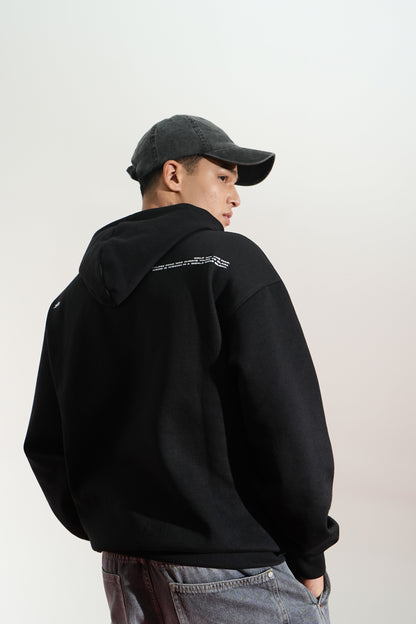 Black Oversized Printed Aura Hoodie Main Character