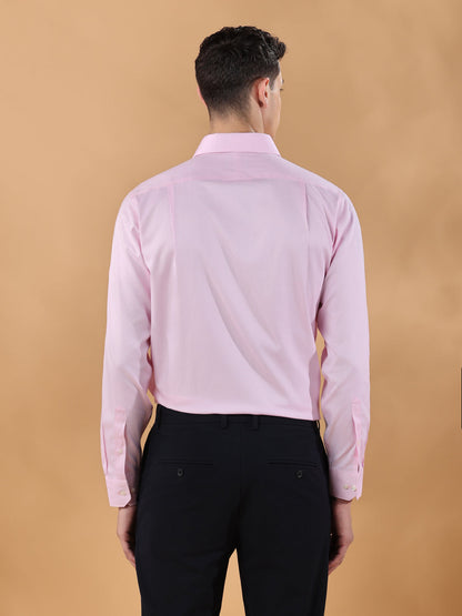 Pink Regular Fit Solid Formal Cotton Non-Iron Shirt for Men (NIDRA)