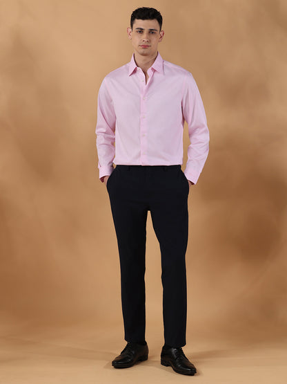 Pink Regular Fit Solid Formal Cotton Non-Iron Shirt for Men (NIDRA)