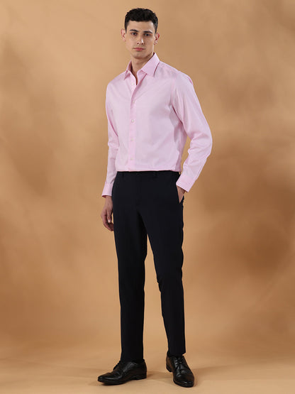 Pink Regular Fit Solid Formal Cotton Non-Iron Shirt for Men (NIDRA)