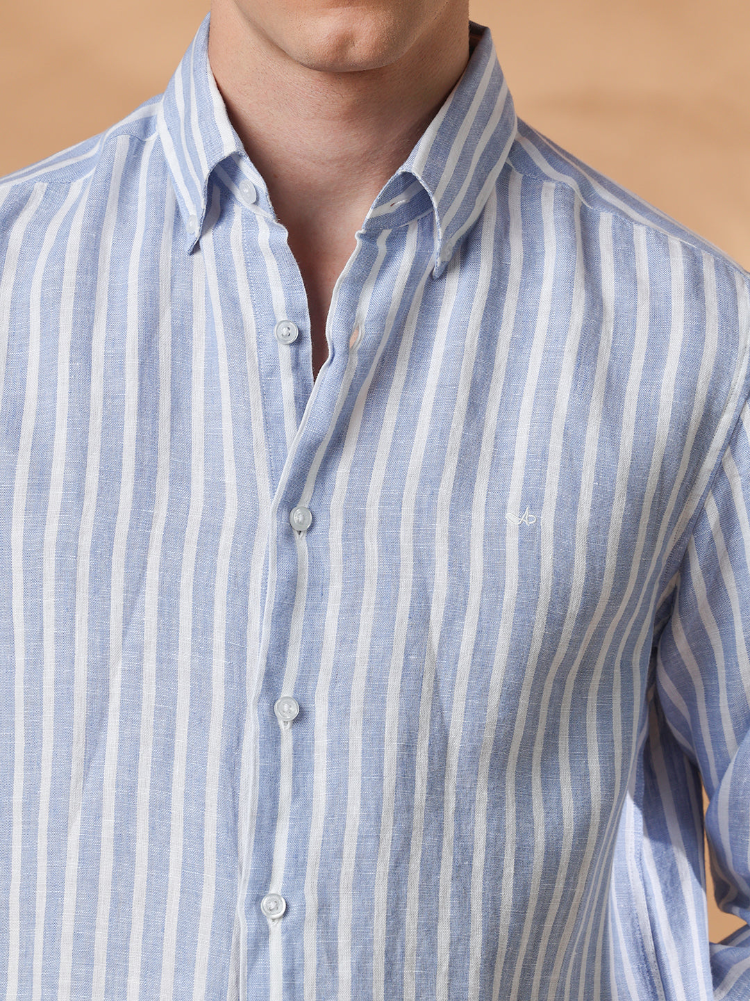 Blue Regular Fit Casual Linen Shirt for men (JULIA)