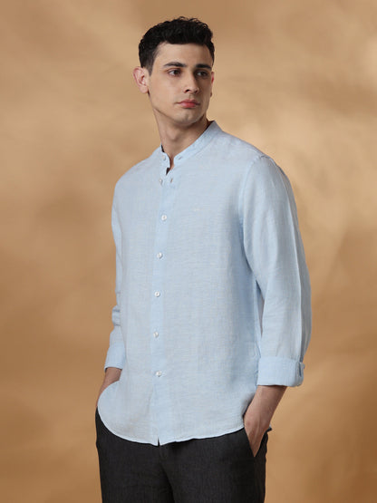 Blue Regular Fit Casual Linen Shirt for men (EUSEO)