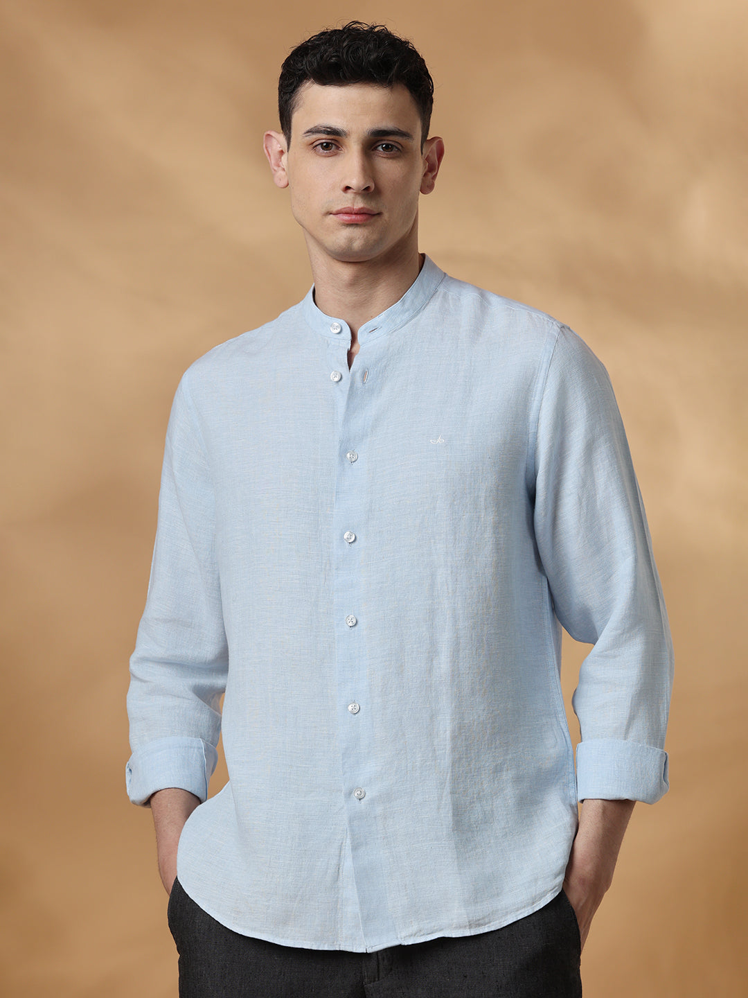 Blue Regular Fit Casual Linen Shirt for men (EUSEO)