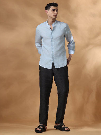 Blue Regular Fit Casual Linen Shirt for men (EUSEO)