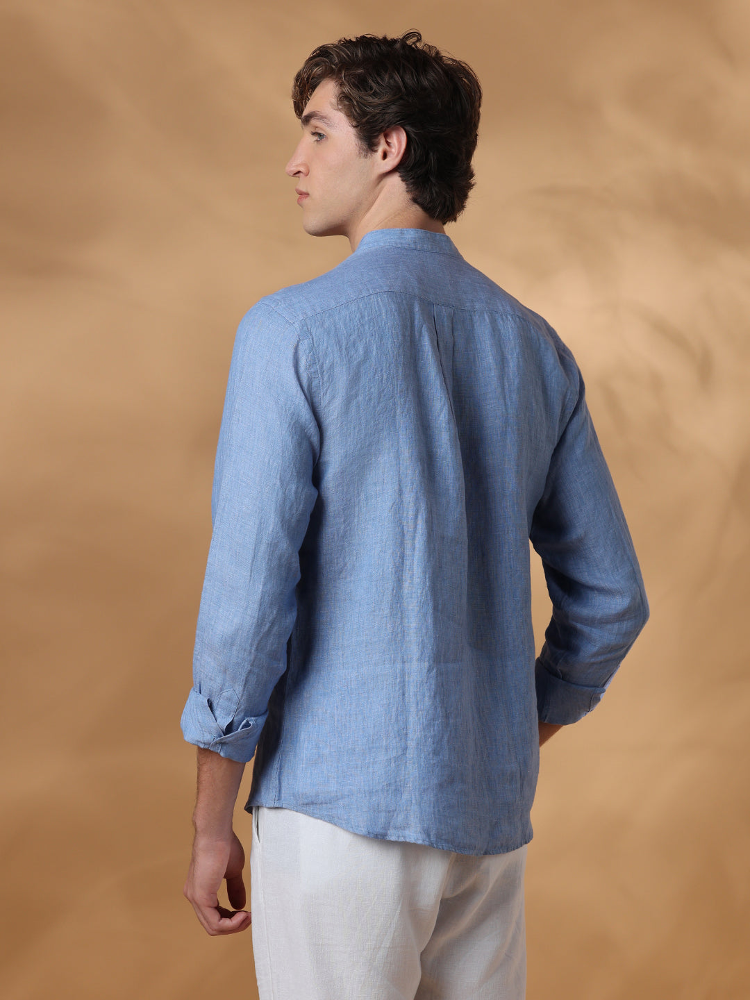Blue Regular Fit Casual Linen Shirt for men (TORIN)