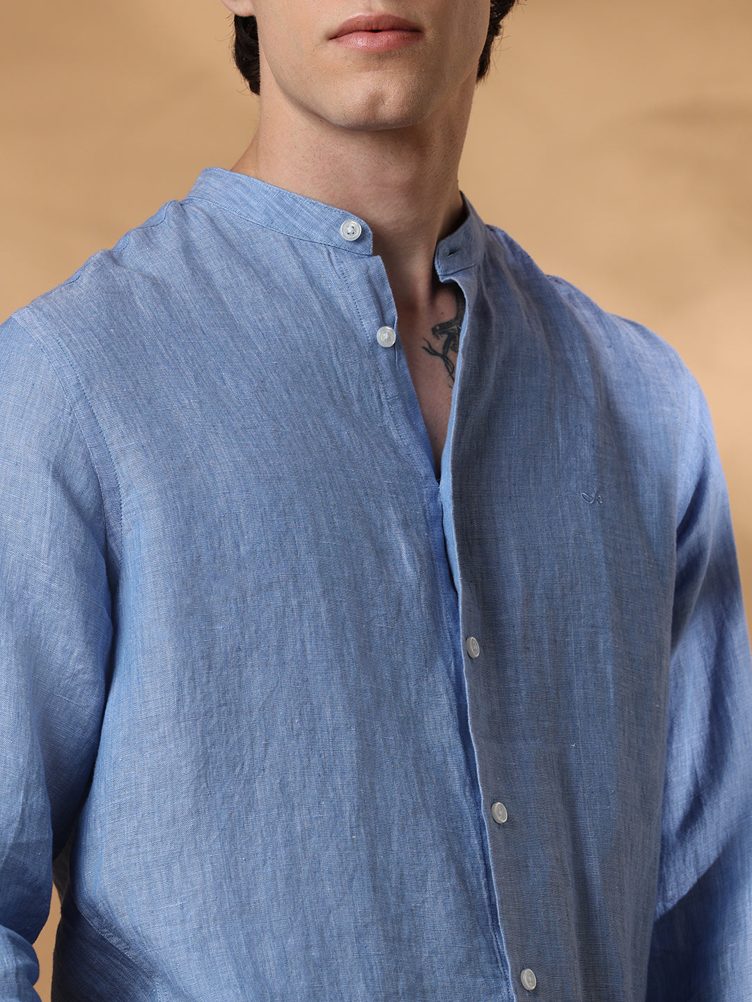 Blue Regular Fit Casual Linen Shirt for men (TORIN)