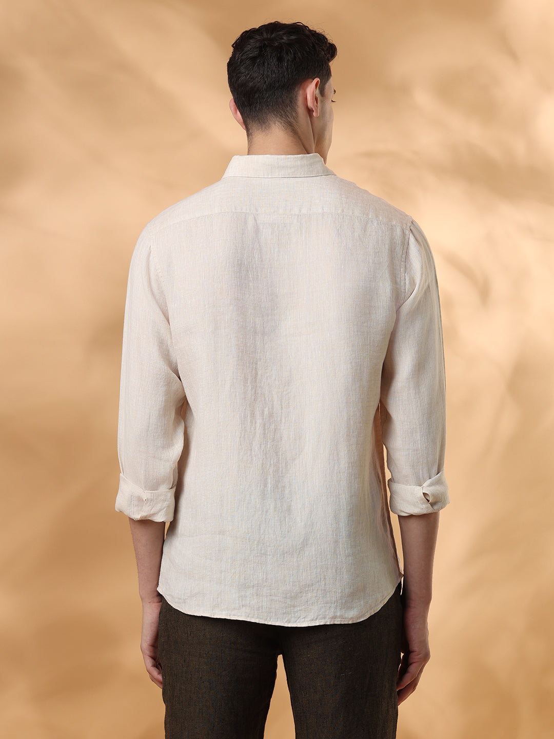 Beige Regular Fit Formal Linen shirt for men (TOMAS)