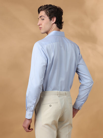 Blue Regular Fit Solid Formal Cotton Non-Iron Shirt for Men (NELIS)