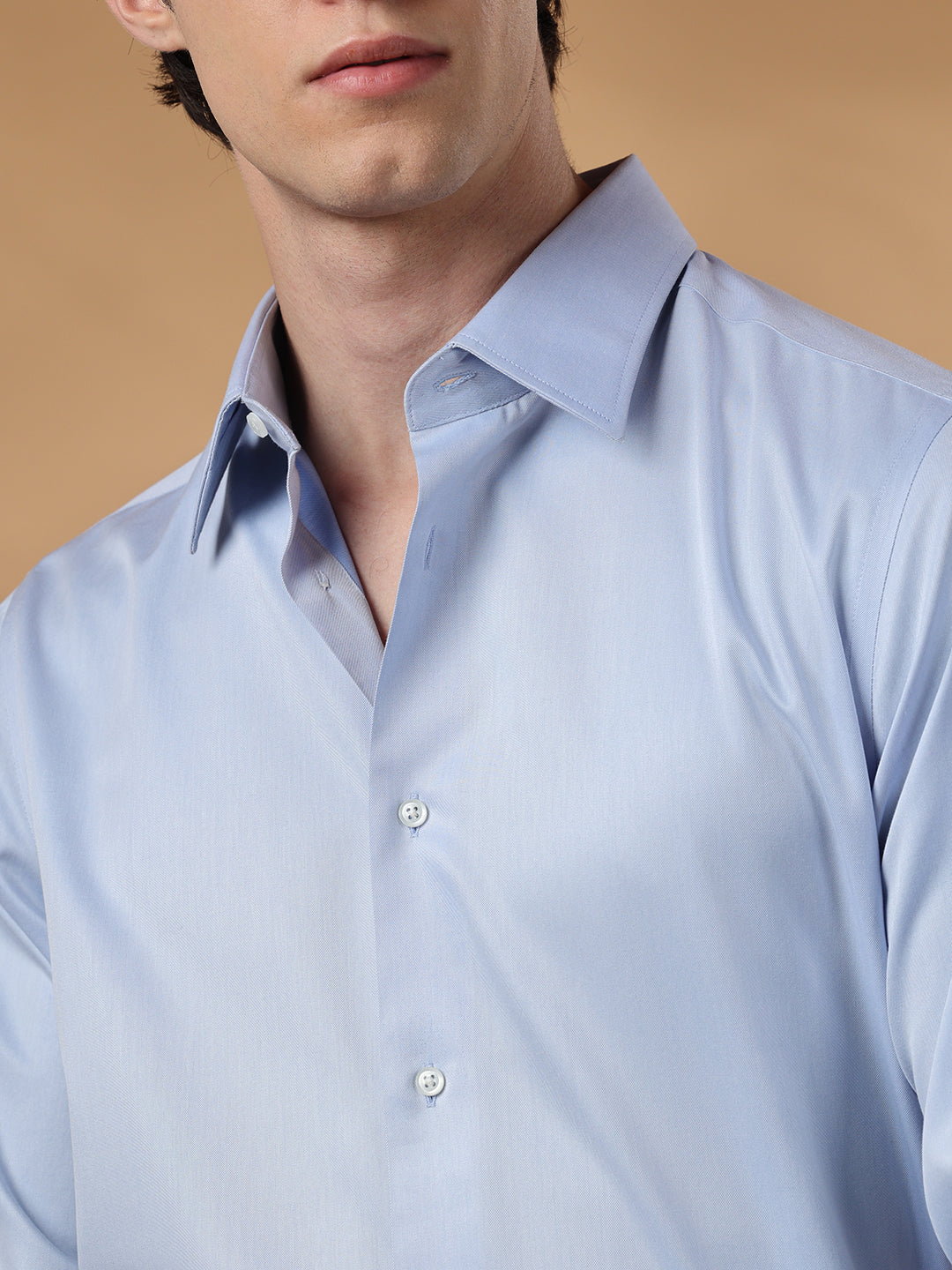 Blue Regular Fit Solid Formal Cotton Non-Iron Shirt for Men (NELIS)