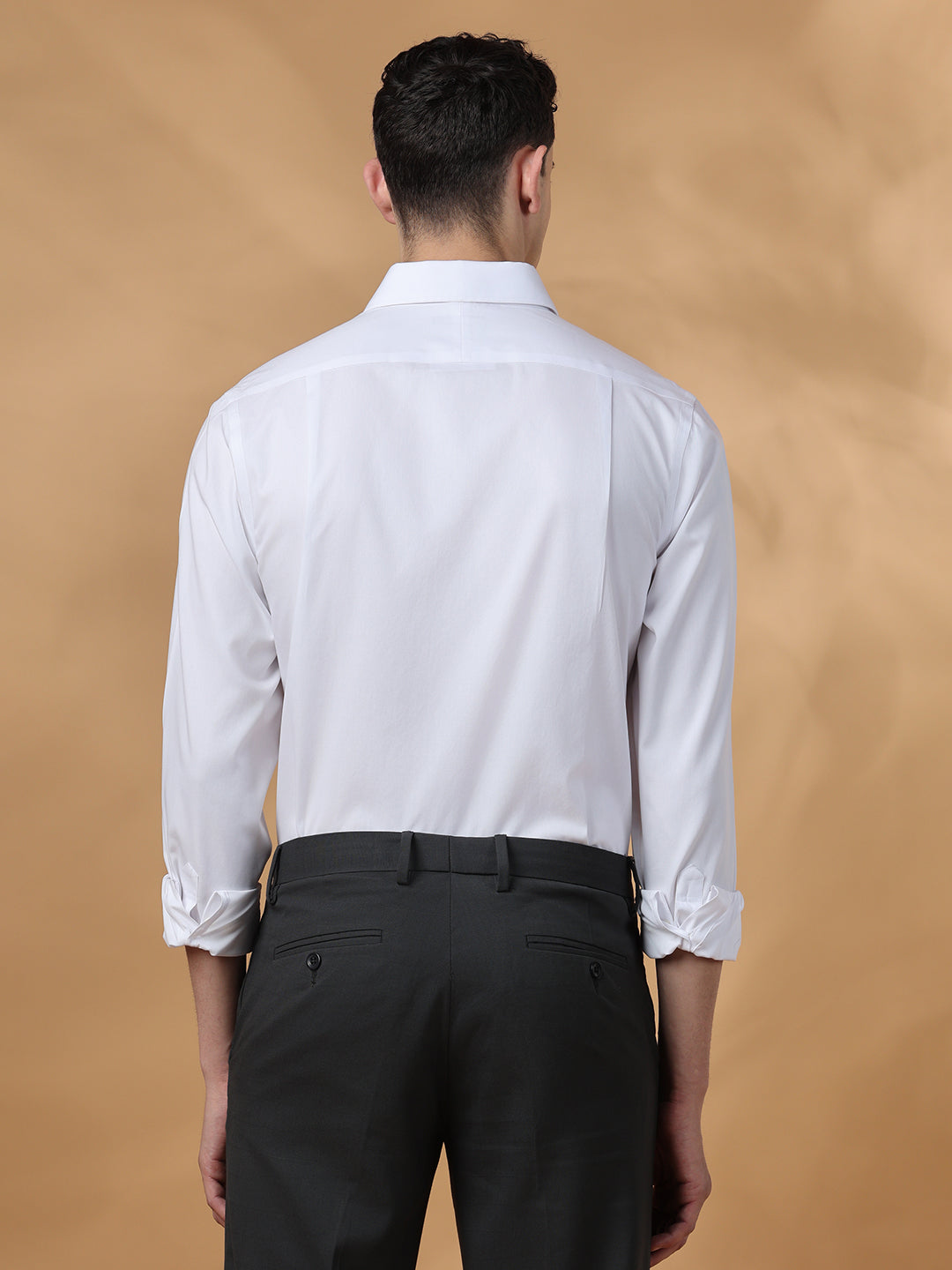 White Regular Fit Solid Formal Cotton Non-Iron Shirt for Men (NOTTE)