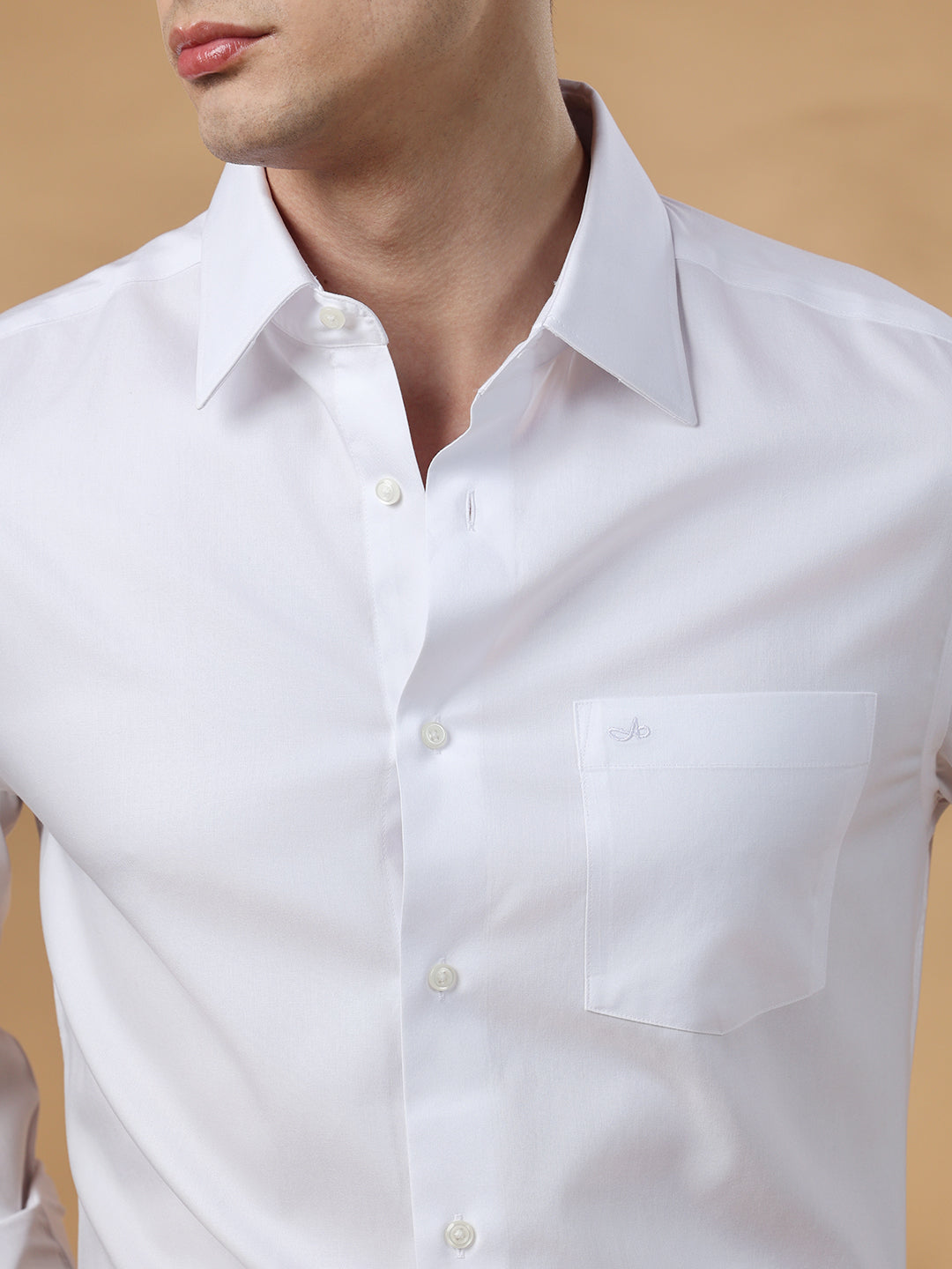White Regular Fit Solid Formal Cotton Non-Iron Shirt for Men (NOTTE)
