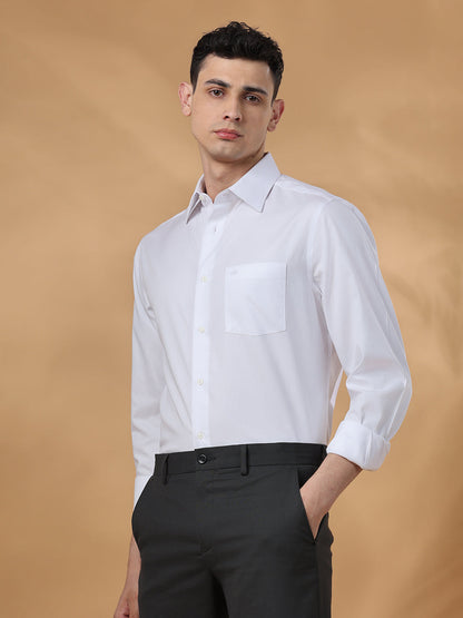 White Regular Fit Solid Formal Cotton Non-Iron Shirt for Men (NOTTE)